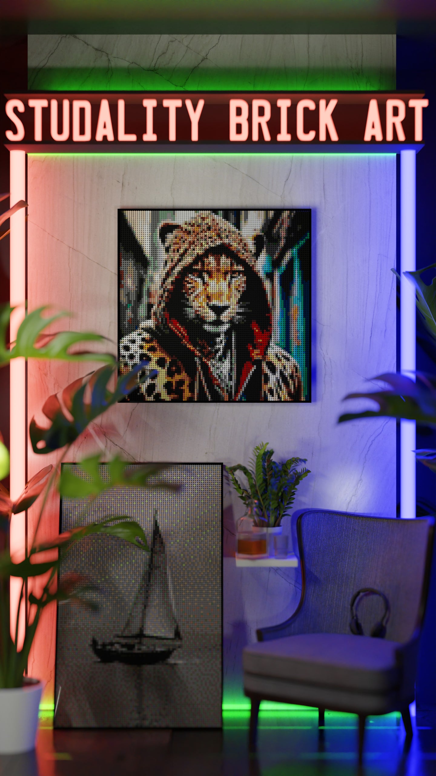 Spotzie Sprayz LEGO® Style mosaic pixel art design for display